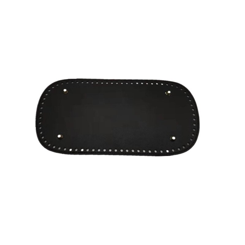 Gør-det-selv håndlavet vævet taske hardware lædertilbehør pu krydsmønster 30*15 bundet gør-det-selv taske pu læder oval tasketilbehør: Sort