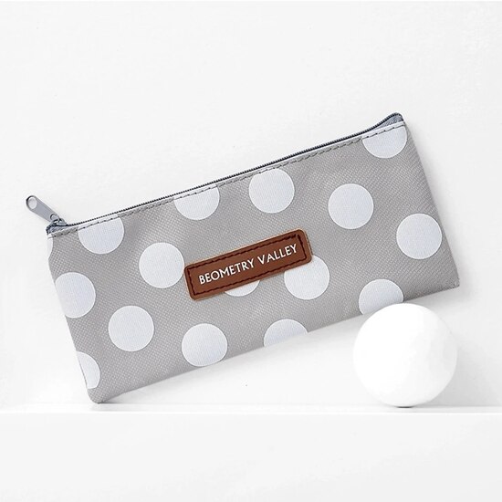Wave Point Grid Girls Student Pencil Case School Pencil Case for Girl Boys Stationery Canvas Black Pencil Bag Box estojo escolar: C Big wave point
