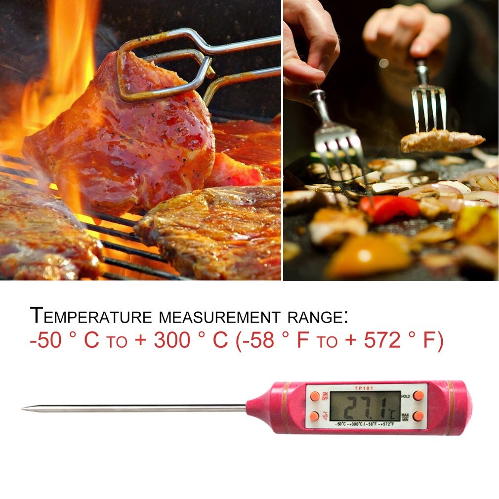 Digital LCD Screen Cooking Food Meat Thermometer Stainless Steel Probe Kitchen Oven Barbecue Liquid Cooking Supplies