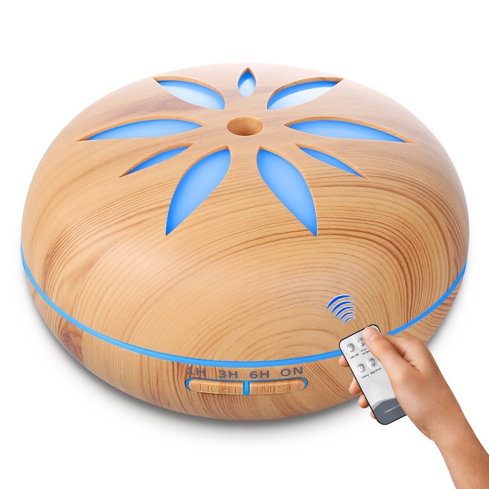 Essentiële Olie Diffuser Ultrasone Luchtbevochtiger Met Afstandsbediening Hout Aromatherapie Diffuser Led Licht Voor Thuis Umidificador: Light Wood Grain / AU