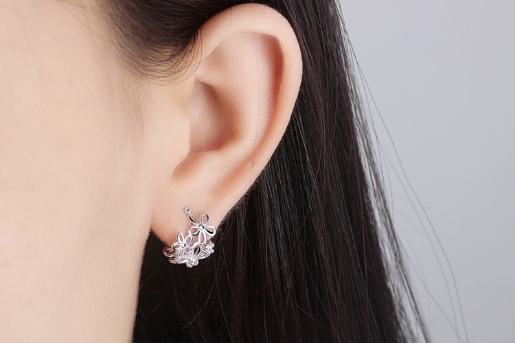 Clip Oorbellen Zonder Piercing Geen Gat Voor Vrouwen Oor Manchet Clip Op Oorbellen Earcuff Kraakbeen Bloem Hollow Out Earing