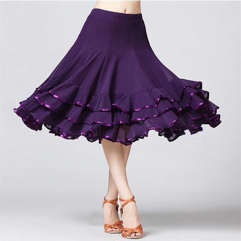 Women Solid Mesh Modern Ballroom Dance Skirt Ballroom Dance Competition Dresses Dance Training Practice Wear
