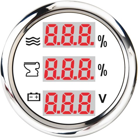 Waterproof Universal 3 in 1 Multi-Function Digital Gauge Water Level Gauges Waste Holding Tank Indicator Voltmeter With Alarm: WS