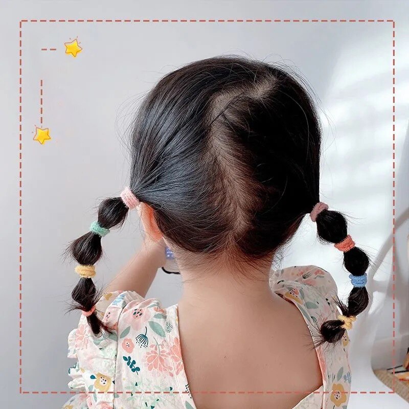 Cintas para el pelo de Color caramelo para niña, accesorios para el cabello elásticos, soporte para cola de caballo, tocado de goma, adornos coreanos para niños, 100 Uds.