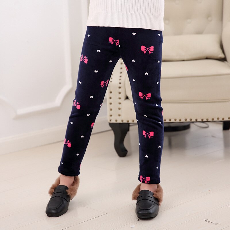Flickbyxor barn flickor leggings tjocka varma barn elastiska midja byxor flickkläder för vinter höst 3-10t pennbyxor