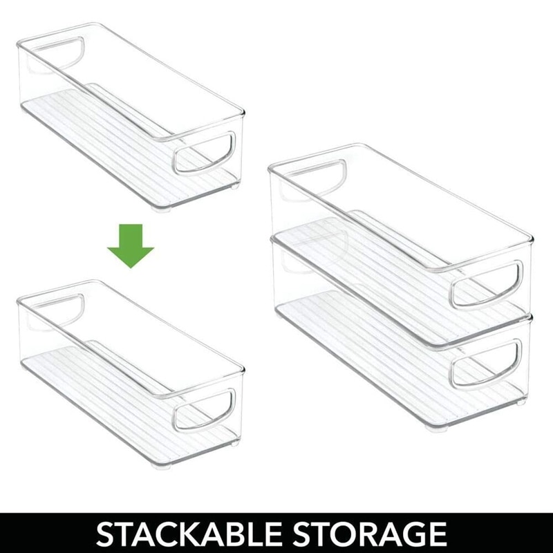 Refrigerator Organizer Bins Stackable Fridge Organizers Pantry Cutout Handle Clear Plastic Food Storage Bin Rack