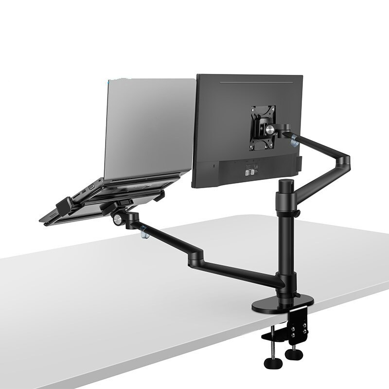 Aluminum Height Adjustable Desktop Dual Arm 17-32 inch Monitor Holder+12-17 inch Laptop Holder Stand OL-3L Full Motion Mount Arm