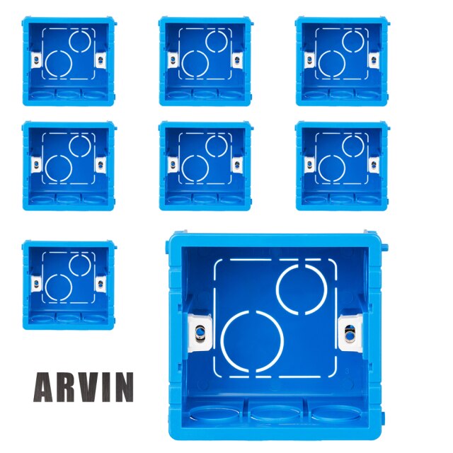 Boîte de montage réglable pour interrupteur mural, 3 couleurs, Cassette interne, 86mm x 83mm x 50mm pour interrupteur tactile de Type 86 et prise de courant: 8PCS Blue