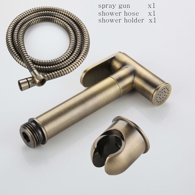 Green bronze Bidet Bathroom Hand Shower Bidet Toilet Sprayer Hygienic Shower Bidet Tap Wall Mount Bidet Faucet: B gun hose holder