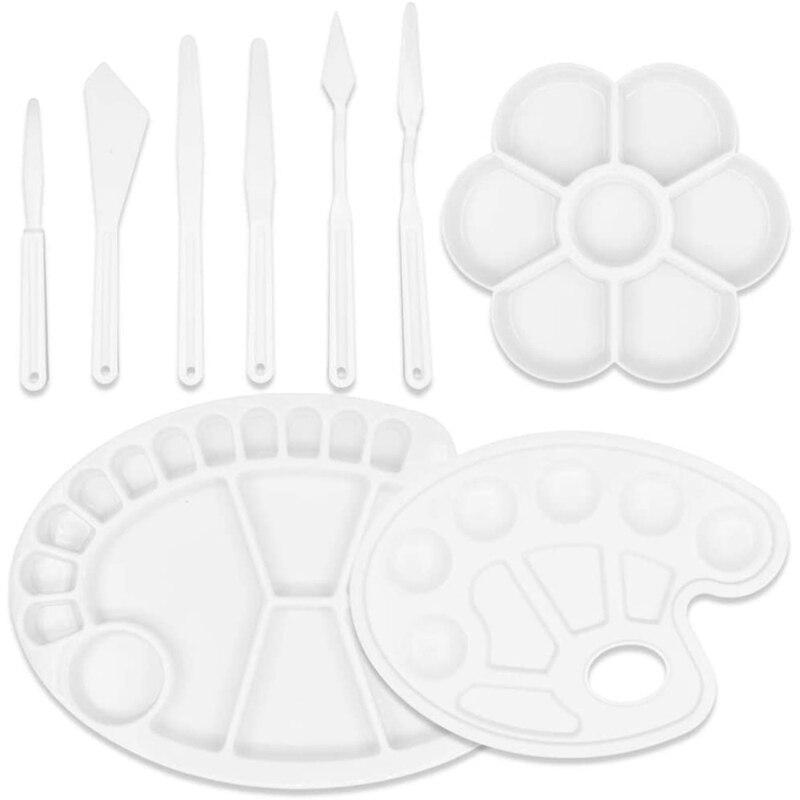 Verf Palet En Schilderen Mes Set, Inclusief 3 Verf Trays En 6 Verf Messen, art Supplies Voor Schilderen Party: Default Title