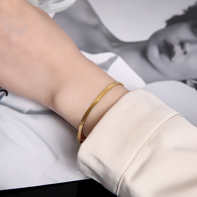 LIKGREAT Mode Roestvrij Staal Slang Ketting Armband voor Vrouwen 2-5mm Breedte Waterdichte Filmy Goud Kleur Verjaardag Sieraden: 21cm / green / Reddish Brown