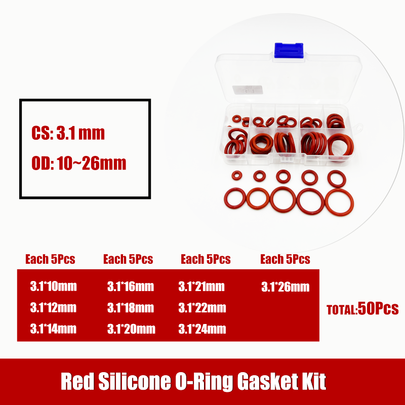 O-squillare in silicone rosso spessore 1.5/2/2.4/3.1mm kit guarnizioni per rondella di tenuta VMQ con isolamento ad alta temperatura resistente tutto'olio impermeabile: Cielo Blu