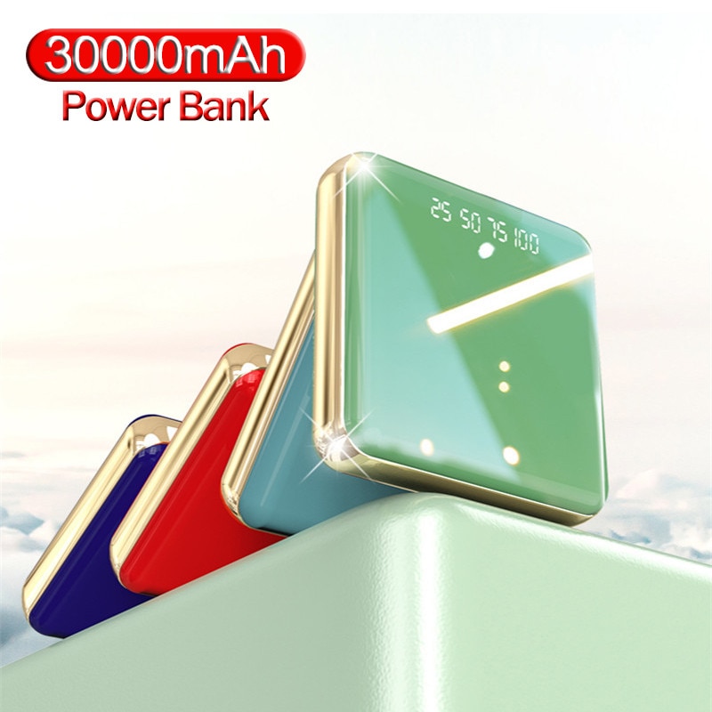 30000mAh Power Bank Mini Portable Phone Charger for Xiaomi IPhone Samsung and Smartphones Outdoor Travel Powerbank LED Lighting