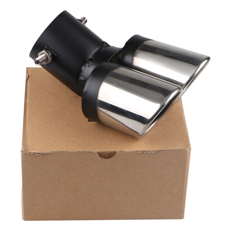 Silenciador de tubo de escape Universal de acero inoxidable curvado, salida Dual de 63mm, puntas de corte, accesorios cromados para coche