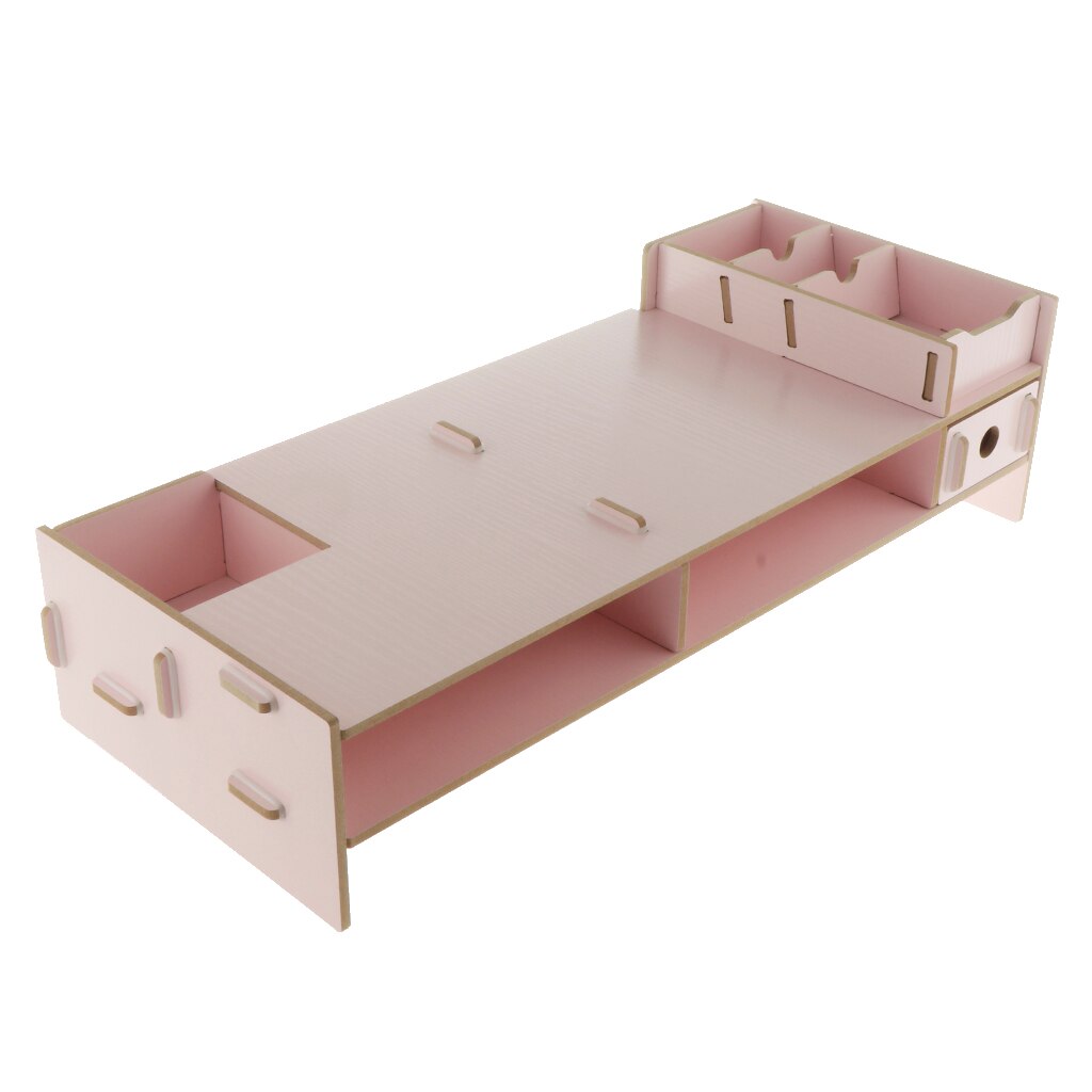 Laptop TV Stand Desktop Container Riser Printer Shelf Computer Laptop Desk Organizer Storage Organizer Office Desk: Pink as described S
