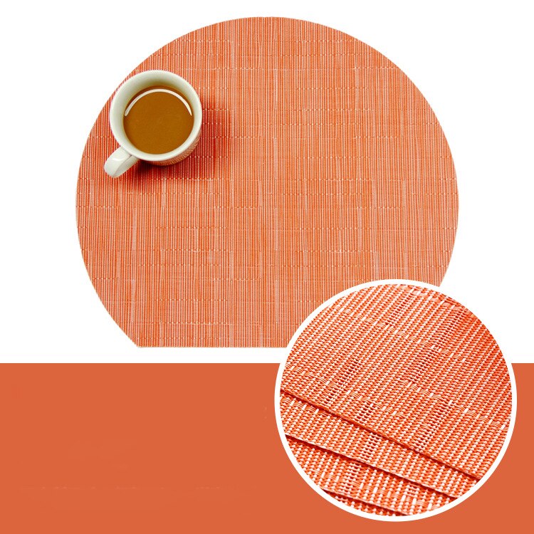Mantel Individual de bambú para mesa de comedor, posavasos nórdico semicircular de PVC para cocina, Mantel Individual con almohadilla para taza, novedad: PVC Bamboo 05