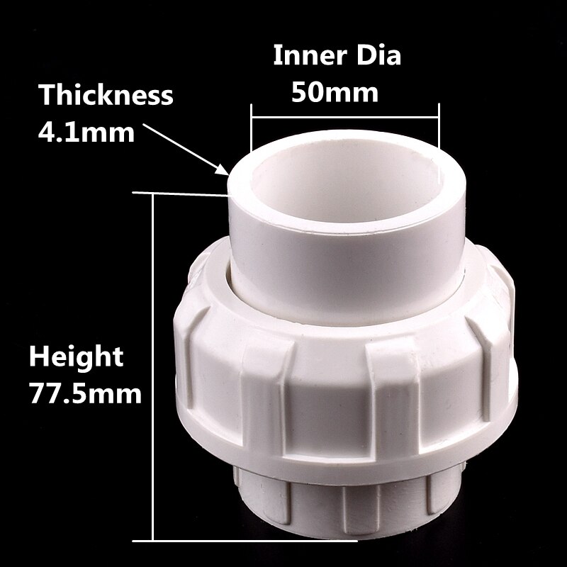 2~20pcs I.D20~50mm PVC Union Connector Garden Irrigation Water Pipe Fittings Home DIY Aquarium Fish Tank Tube Joints Pattern: 10pcs / inner dia 50mm