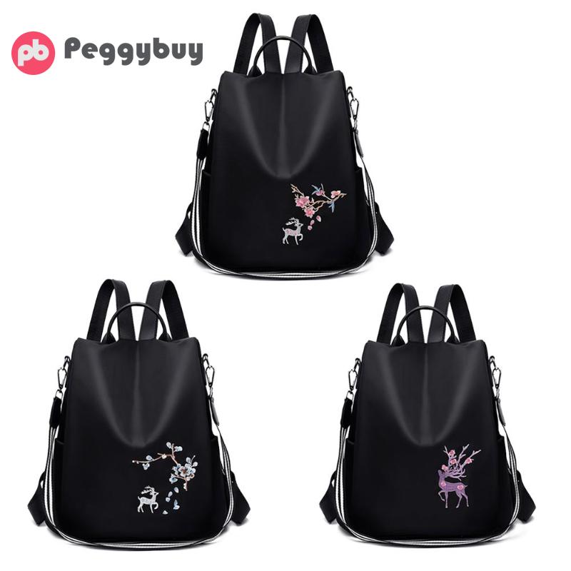 Frauen Schwarz Oxford Multi-funktion Rucksack Weibliche lässig Schule Schulter Tasche Mädchen Jahrgang Reise Anti-diebstahl Tornister