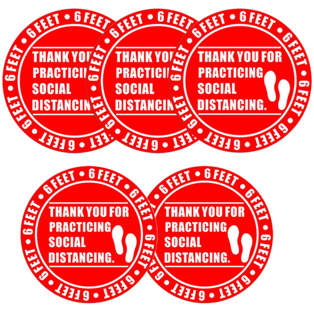 5pcs Floor Sticker Wall Decal Sign Car Caution 6 ft Foot Distance Warning 30cm