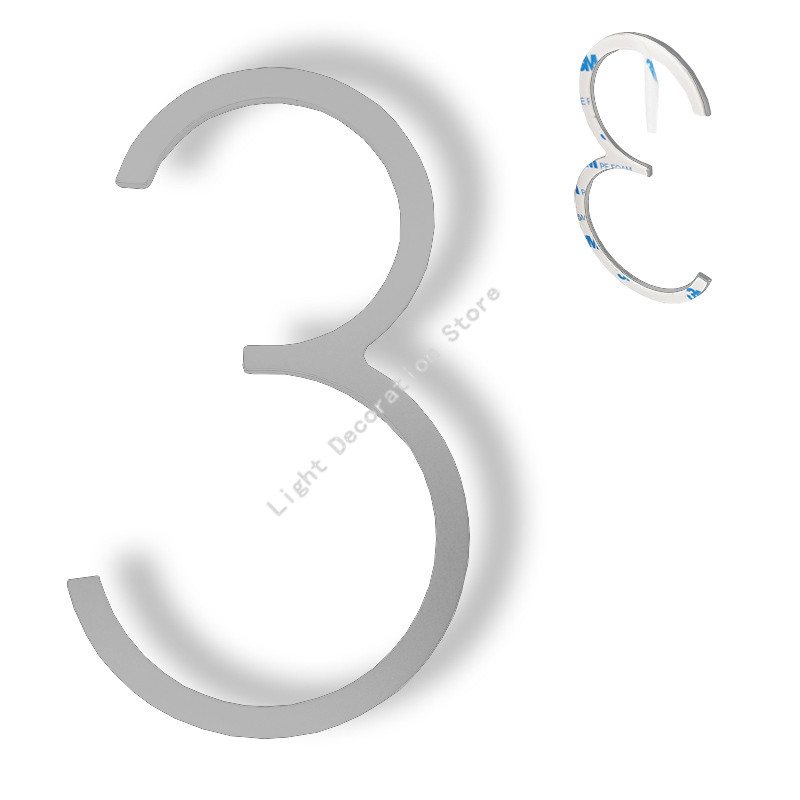Número de casa autoadhesivo de acero inoxidable, señal de dirección negra de 0-9 letras, placas de puerta grandes y modernas, números para el hogar y exteriores, 5 pulgadas/12,5 cm