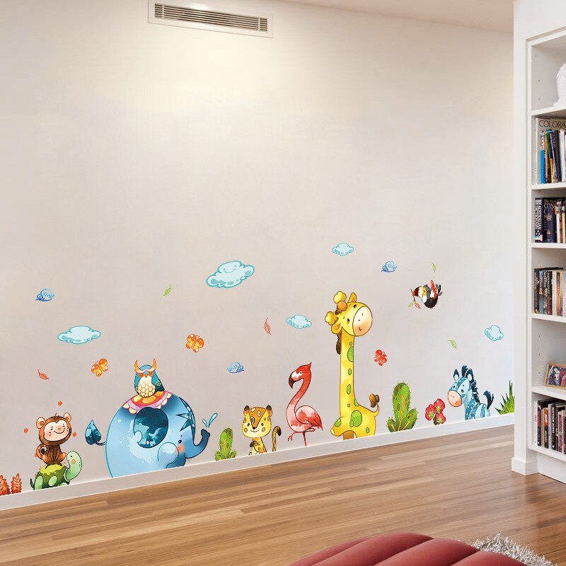 mamalook Cartoon Party Cute Animals Wall stickers Home Decor Kids Baby Rooms Bedroom Nursery Art Mural Decals Wallpaper