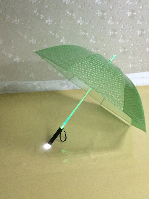 LED Umbrella Light Up Transparent Umbrellas Flash Night Protection Safe Child: Green