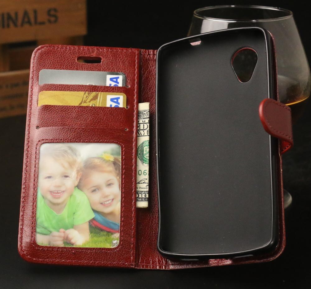 Étui en cuir Style portefeuille rétro avec porte-cartes, pour LG Google Nexus 5 E980 D821 D820