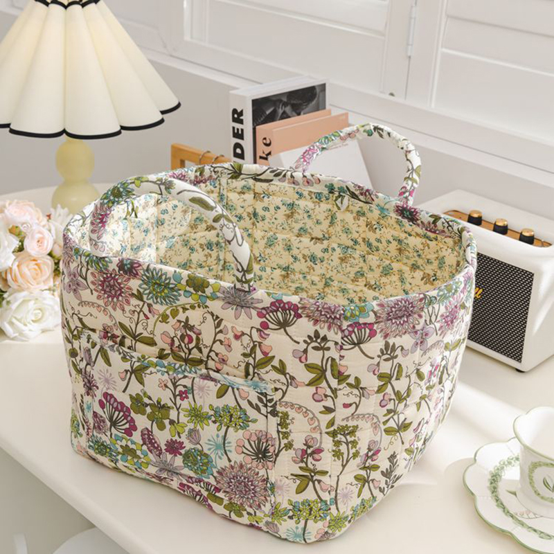 Women Large Capacity Fabric Sweet Floral Storage Baskets Laundry Baskets with Easy Carry Handles Laundry Hampers Home Decoration