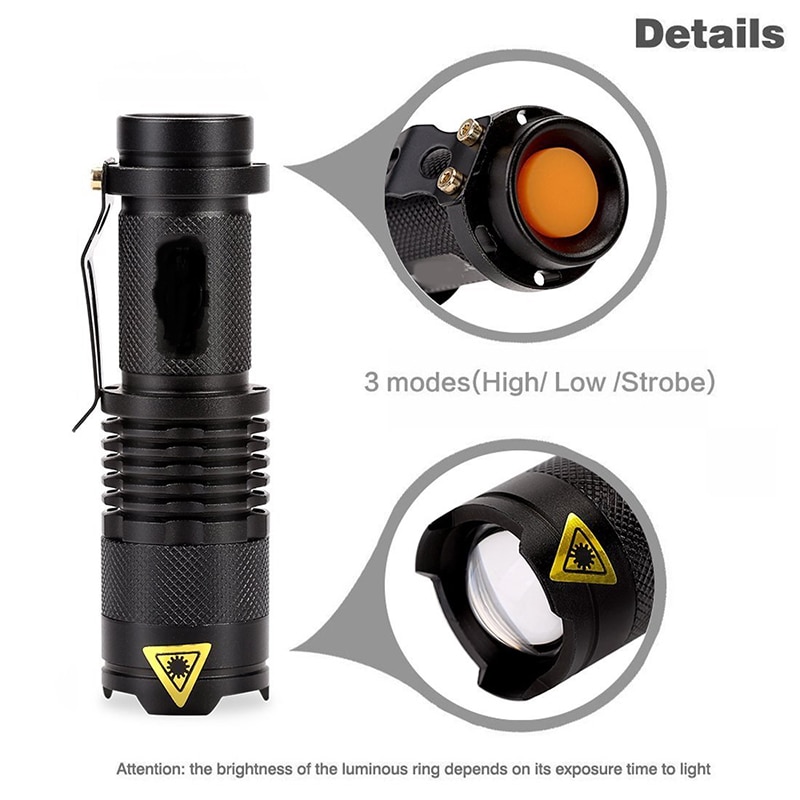 Z40 Mini led Flashlight Torch Lamp 1000 Lumens CREE Q5 LED Torch AA/14500 Adjustable Zoom Focus Penlight Waterproof For Outdoor
