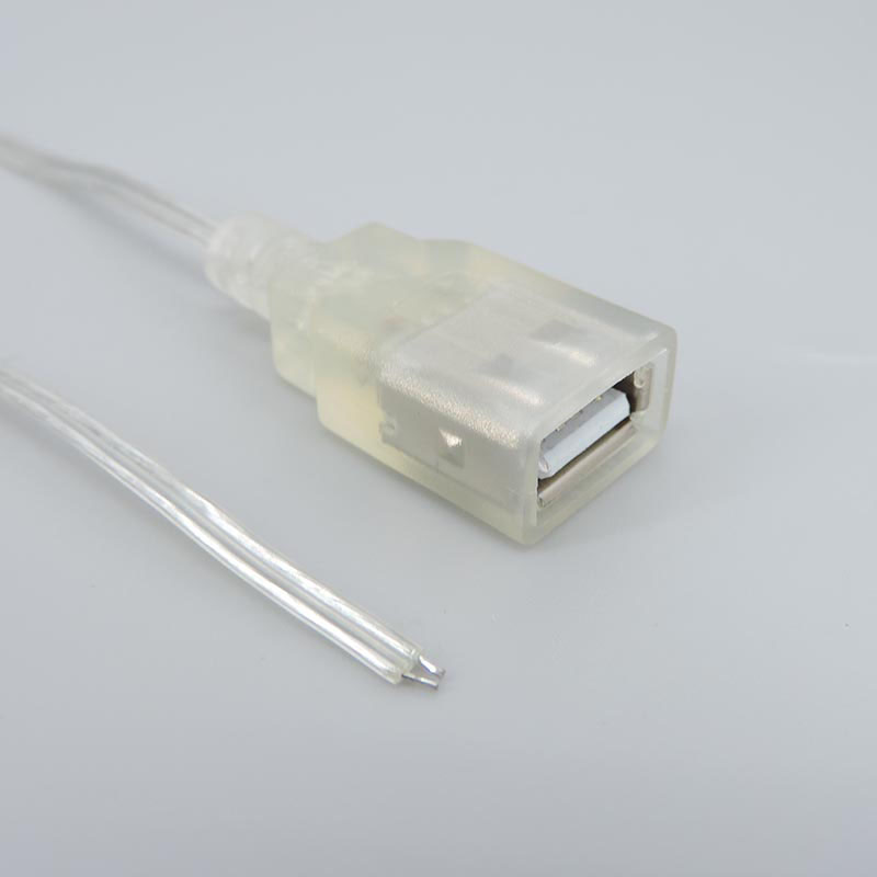 0.3m 1m 5V USB 2.0 Voeding Kabel 2Pin Type A Stekker Vrouwelijke Jack 26awg witte Oplader transparant Koord Verlengdraad L1: Rood / 1 meter