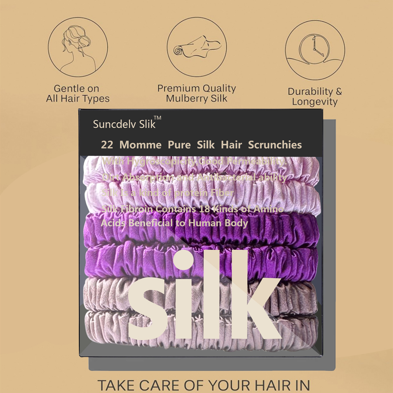 100% pura morera 6A seda pelo Scrunchie diademas hechas a mano mujeres niña accesorios para el cabello Color puro Natural HairTies caja 6 uds