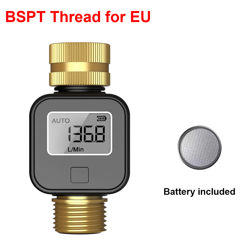 Digital Water Flow Meter High Accuracy IP6X Measure Water Consumption and Flow Rate for Outdoor Garden Watering Irrigation Hose: Default Title