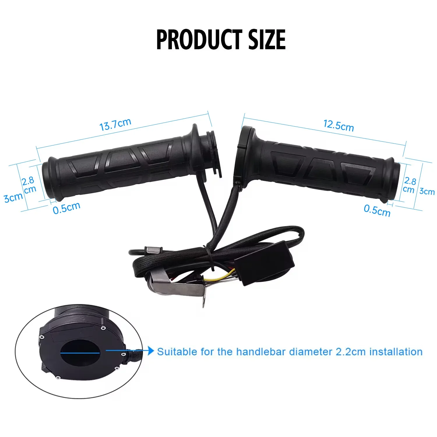 Maniglie riscaldate per moto universali da 22 mm Manopole modellate per motoslitta ATV Scooter Electri Manubrio caldo Regolare la temperatura più calda 12V