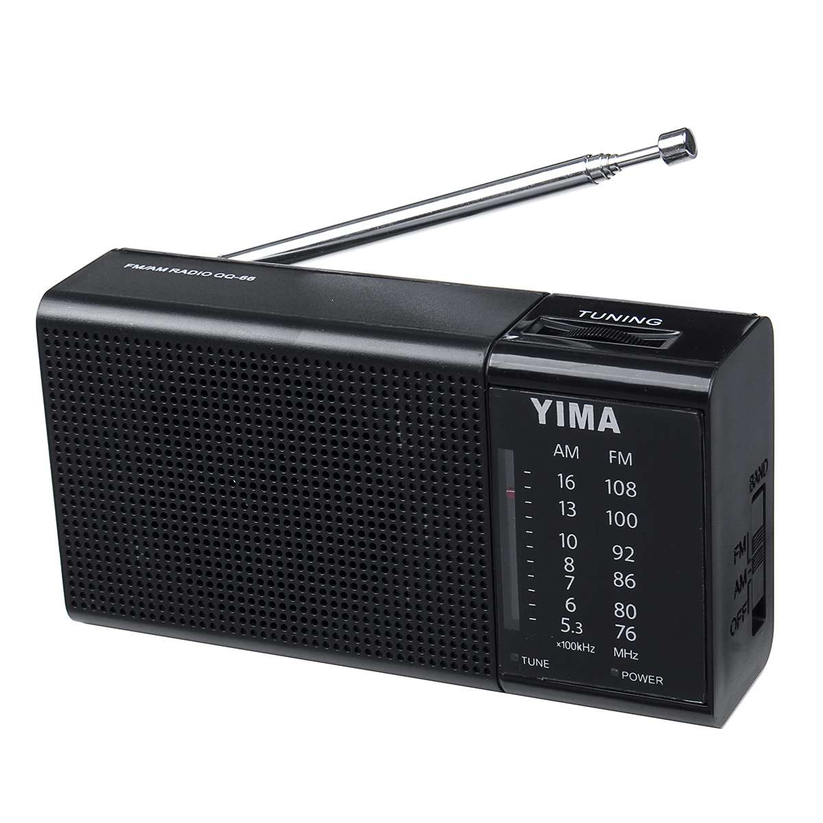 Mini Portable FM+AM Radio Handheld Digital USB TF MP3 Player Speaker Rechargeable with LED Flash Light: Black