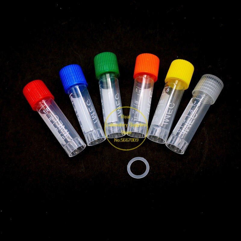 50 Stuks 1.8 Ml Afgestudeerd Lab Plastic Bevriezing Buis Cryo Conserveermiddel Tube Sample Cryovial Met Cover