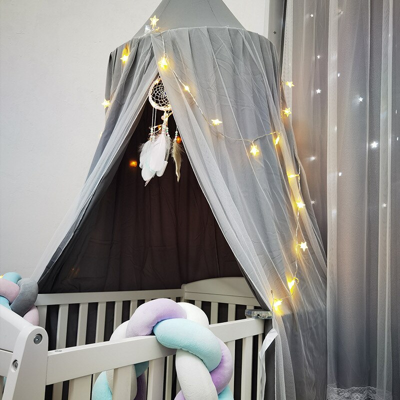 Kinderen Opknoping Luifel Bed Gordijn Double-Layer Prinses Klamboe Babybedje Anti-Mosquito Tent Kinderen Slaapkamer Decor voor Meisjes: gray