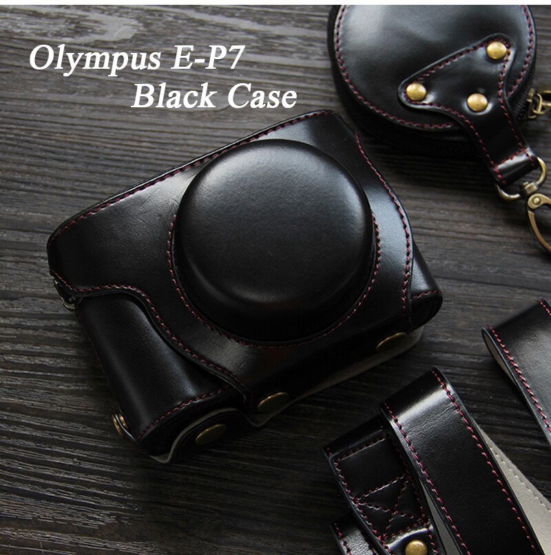 Olympus E-P7 Case Pu Lederen Camera Case Half Body Cover Base Luxe Camera Case Voor Olympus EP7 E-P7: EP7 luxury Black