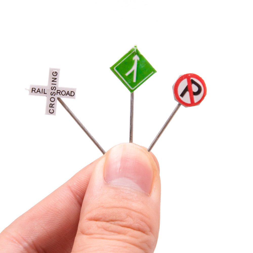 Simulation de panneaux de signalisation routière miniatures, modèle pour la construction de Table de sable, matériaux de disposition de scène de rue, Kits de Diorama 1 ensemble
