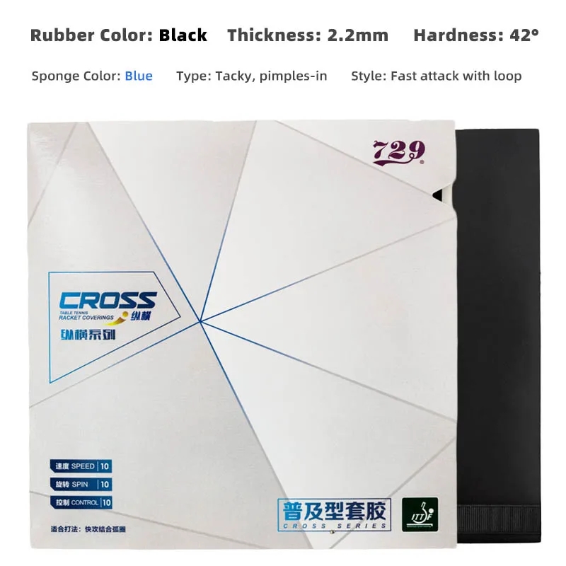 Original Friendship 729 Cross Series Table Tennis Rubber Tacky Pimples-in Ping Pong Training Rubber with ITTF Approved: NAVY