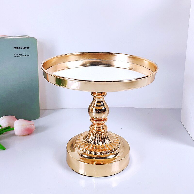 1Pc Gold plating Crystal Cake Stand set Dessert Tray Mirror Surface Wedding cupcake stand Decorative Candlestick
