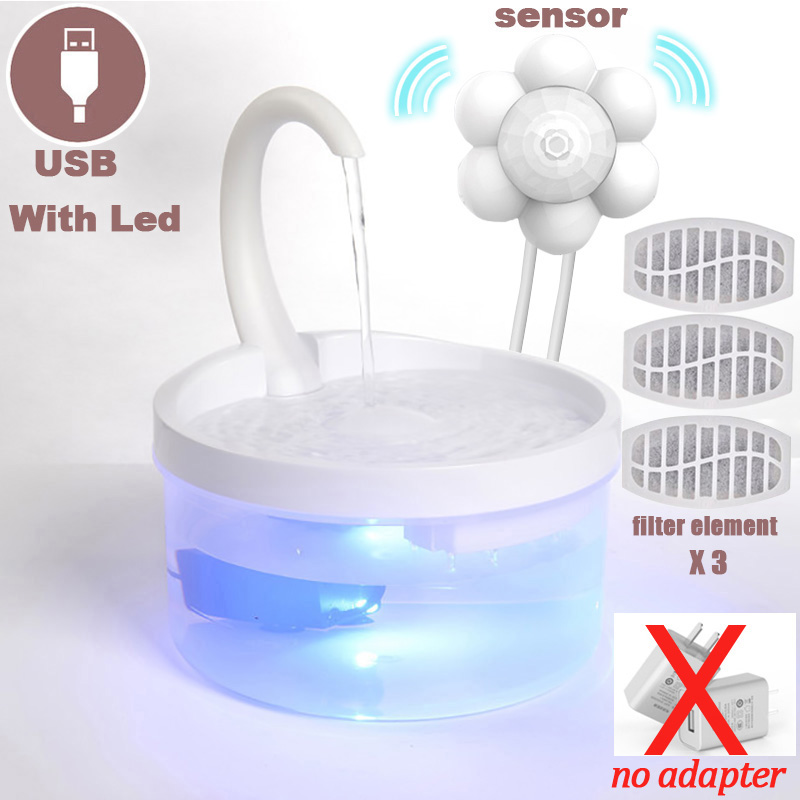 Abreuvoir Intelligent avec capteur de mouvement pour animaux de compagnie, abreuvoir automatique pour chats et chiens, 2l, alimentation USB: C03FilterX2-sensorX1