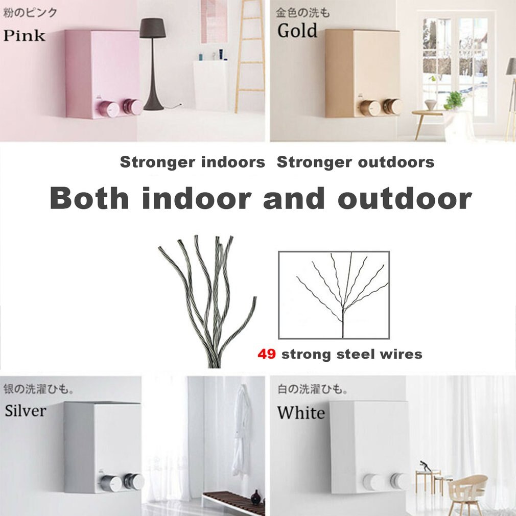 Retractable Clothesline Indoor Outdoor Clothes Drying Rack Wall Mounted Laundry Dryer Hanger Bathroom Invisible Clothes Line