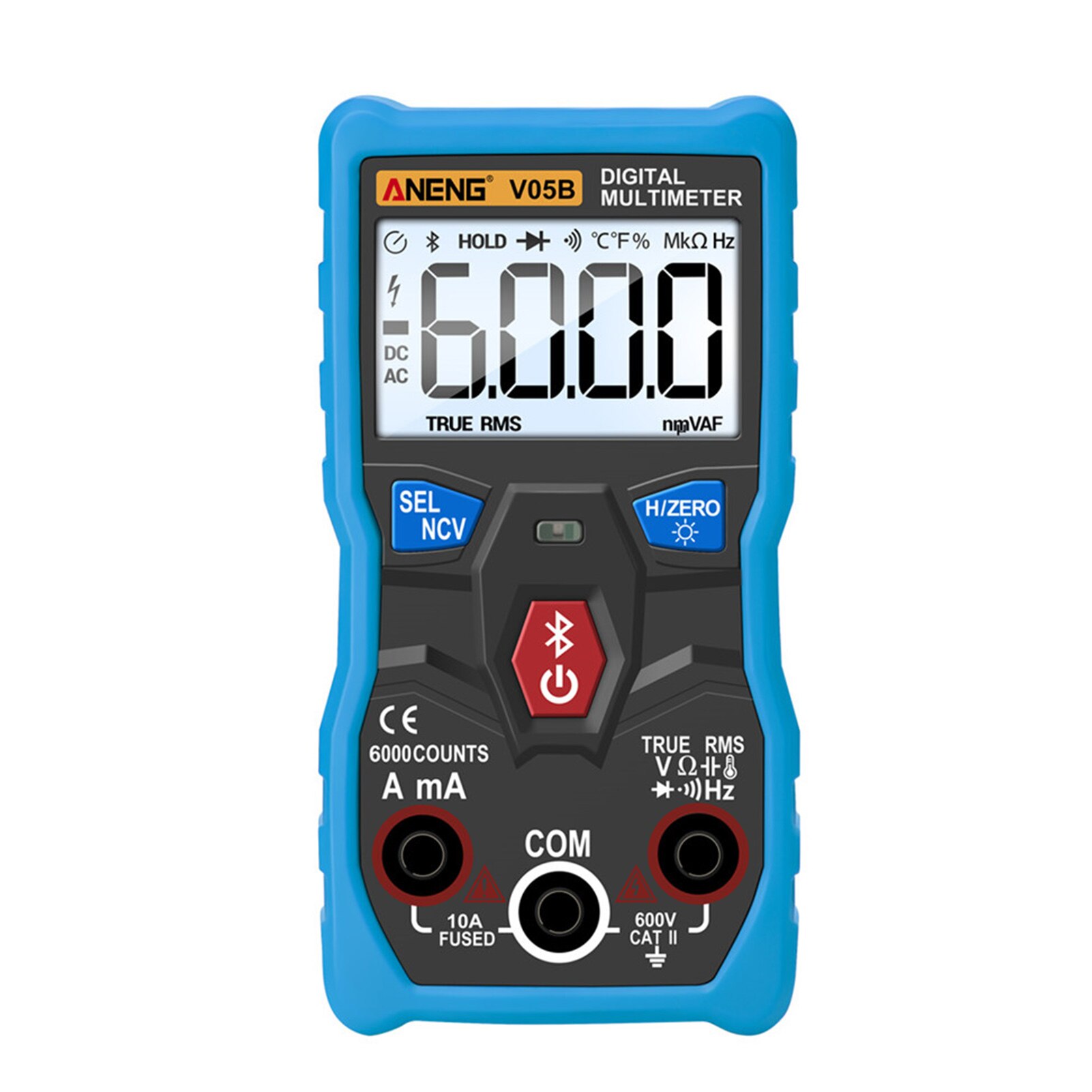Digital multimeter elektriske instrumenter analyse app kontrol bluetooth trådløs måling håndholdt tester kapacitans abs: Blå