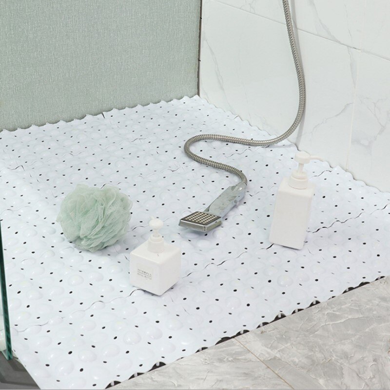 Tapete antiderrapante do banheiro banheiro chuveiro de emenda pvc tapete de assoalho do banheiro anti-queda: WHITE