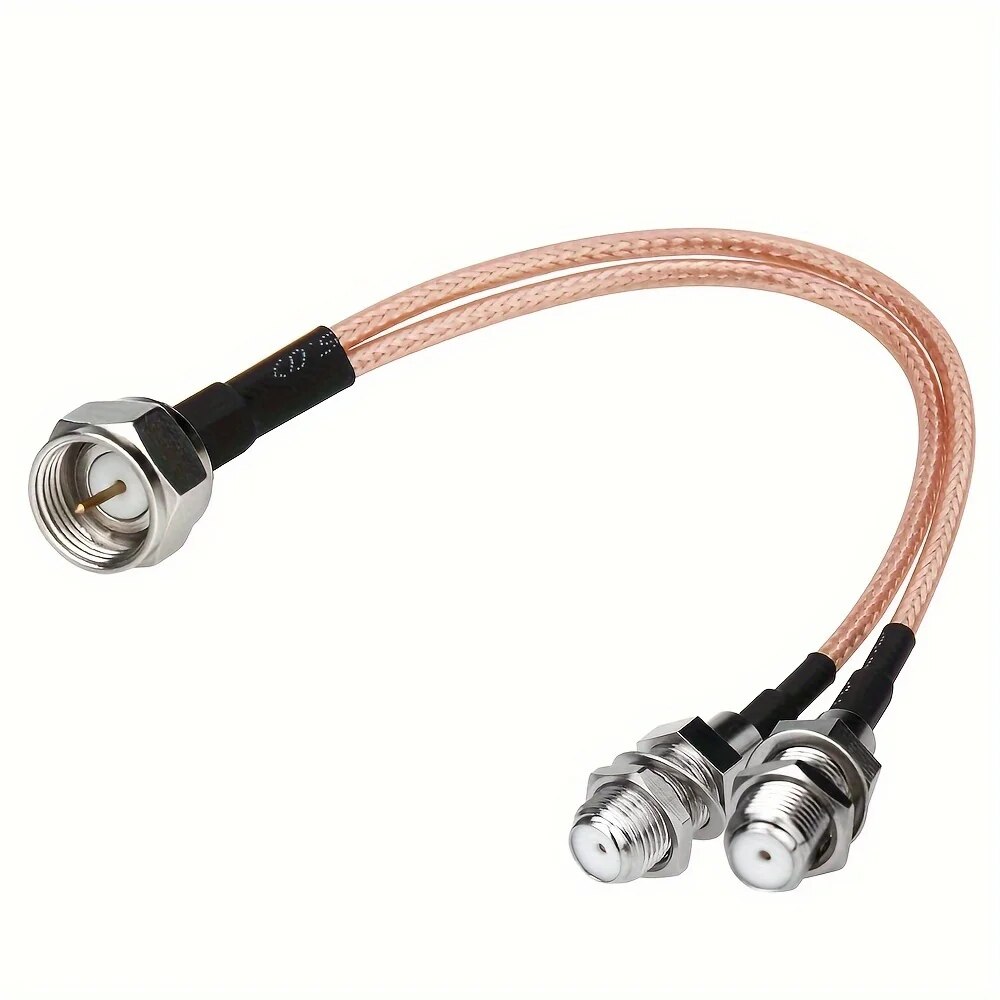 F-Typ RG6 Splitter Koaxialkabel 75Ohm TV-Antenne 3-Wege-Splitter-Kombinierer RF-Adapter F-Stecker auf F Dual-Buchse RG316-Koaxialkabel: Orange