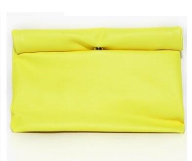 Kpop style candy color Women's Clutches women envelope bags PU leather clutch evening bag female wallet Black: Yellow