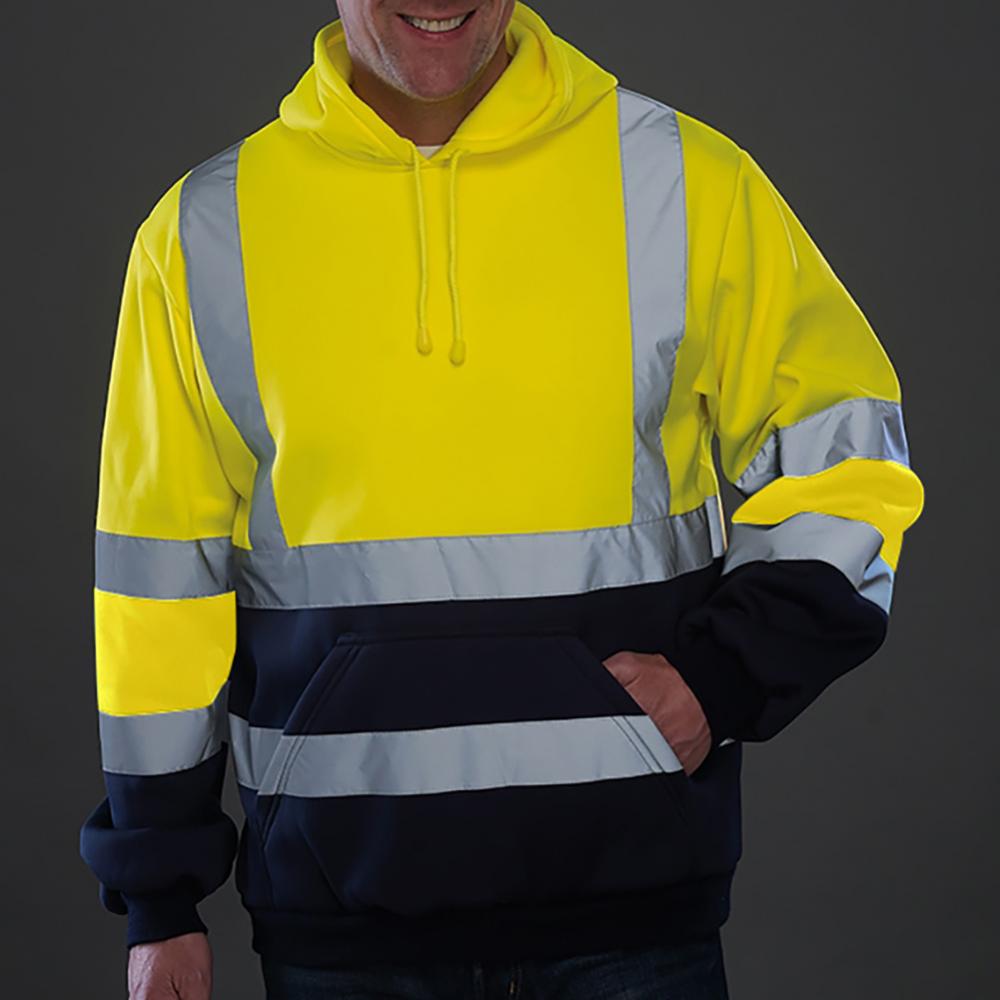 Sudadera de manga larga con capucha para hombre, abrigo reflectante de alta visibilidad