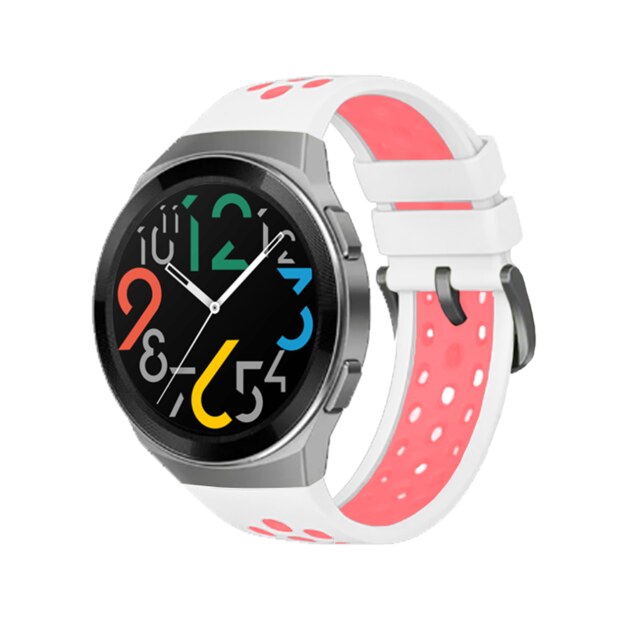 Officiële Twee-Kleur Siliconen Band Voor Huawei Horloge Gt 2e Originele Gewijd Jeugd Edition Horloge Band Voor Horloge Gt 2E Accessoires: White Pink