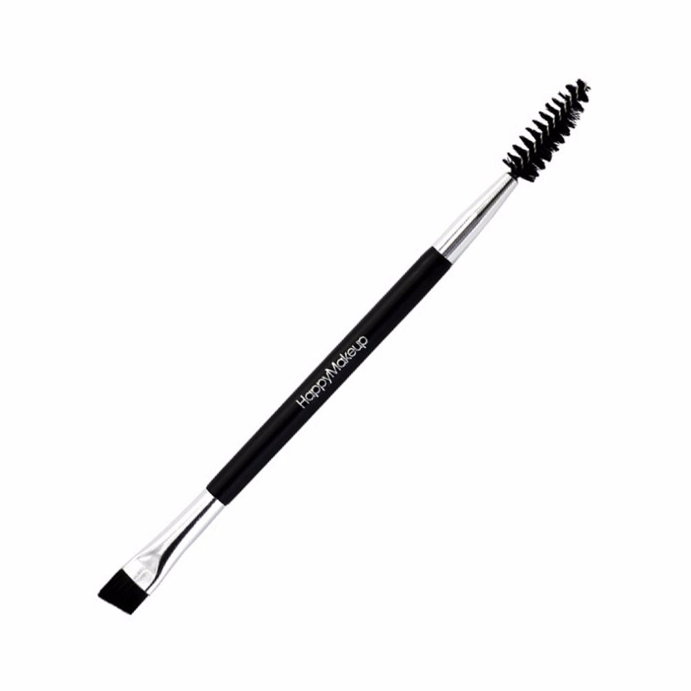 Pinceles de maquillaje de ojos faciales portátiles para mujeres, herramienta cosmética de cepillo de cejas, doble cabeza, mango de madera, pestañas, brocha para mejillas, peine