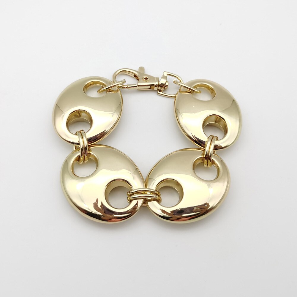 Fantasia punk grosso ccb metálico ouro oval curto colar feminino masculino feito à mão de alta qualidade colar presente do punk: Bracelet Gold